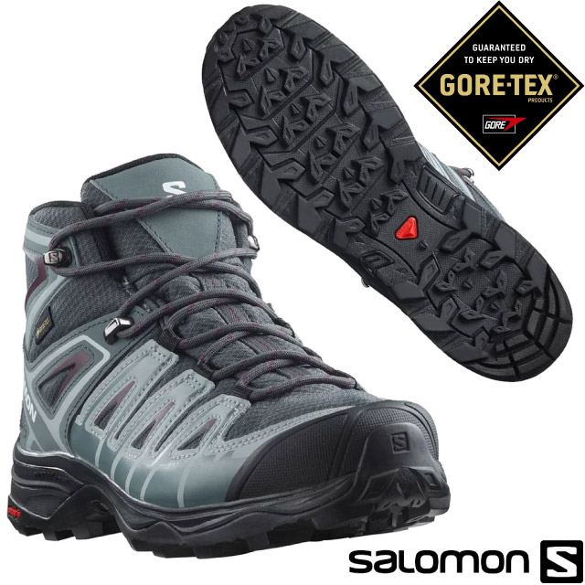【索羅門 SALOMON】女 XUltra Pioneer MidGTX防水透氣耐磨中筒登山鞋/471705 黑/綠/紅✿30E010